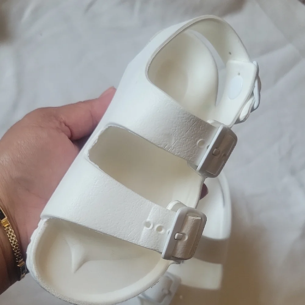 Birkenstock Kids White Double-Buckle EVA Sandals